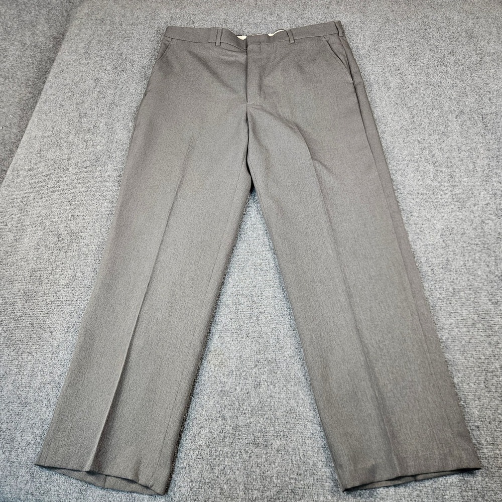 David Taylor Flexslax II Mens 38x30 Charcoal Gray Flat Front Dress Pant Trousers